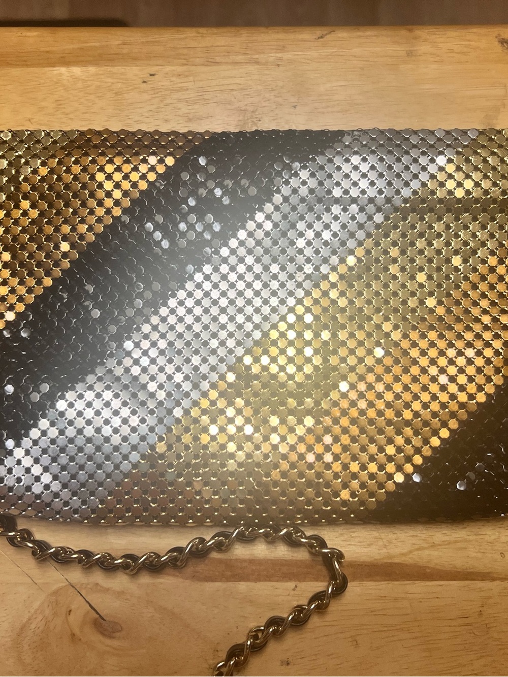 Metallic Gold and Silver Sequin Crossbody Clutch - Picture 4 of 5